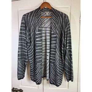 Chicos EasyWear Open Front Cardigan Sweater‎ Womens 3 US XL Black Gray